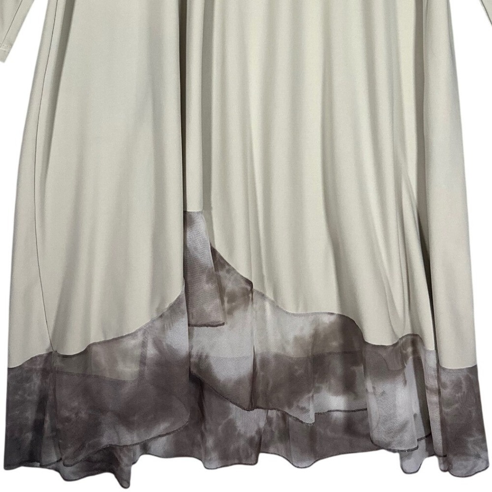 Sympli Tunic Dress Sz 16 Layered Mesh Tie Dye Hem Asymmetric Neutral Taupe Artsy - Picture 7 of 11